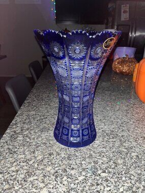 Sorelle Blue Cobalt Crystal Vase